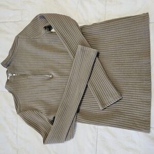 Zara Taupe Ribbed Knit Top